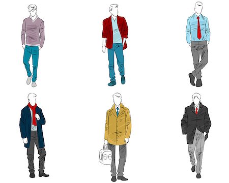 Vector illustration of six mannequin with casual outfit Stock Photo - Budget Royalty-Free & Subscription, Code: 400-08957725