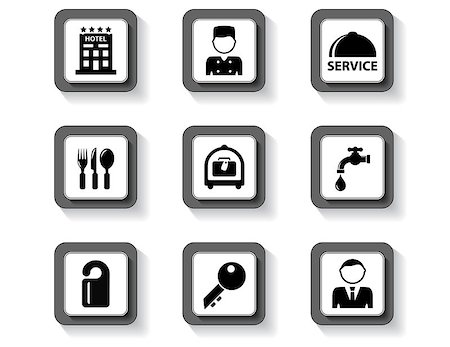 set of concept hotel buttons. hotel symbols set for different services Stock Photo - Budget Royalty-Free & Subscription, Code: 400-08957827