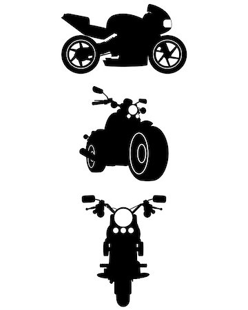 simsearch:400-05017762,k - Vector illustration of three motorcycle silhouettes Stock Photo - Budget Royalty-Free & Subscription, Code: 400-08957897