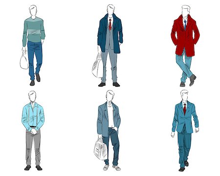 Vector illustration of six mannequin with casual outfit Stock Photo - Budget Royalty-Free & Subscription, Code: 400-08957903