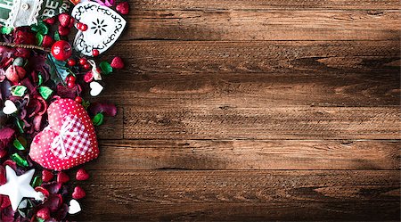 simsearch:400-08034169,k - Valentine's Day Background with love themed elements like cotton and paper hearts, flowers, berries, oranges and other decorations. Wooden old parquet on the back. Stock Photo - Budget Royalty-Free & Subscription, Code: 400-08958175