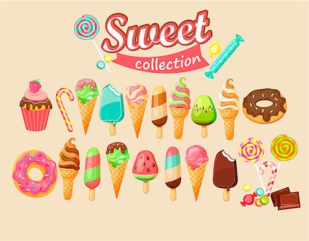Set of Sweet food icon. Vector illustration. Stock Photo - Budget Royalty-Free & Subscription, Code: 400-08958294