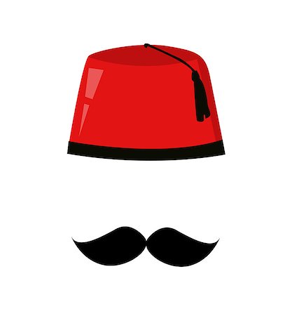 egypt accessory - Red turkish hat fez and black mustache vector Foto de stock - Super Valor sin royalties y Suscripción, Código: 400-08959808