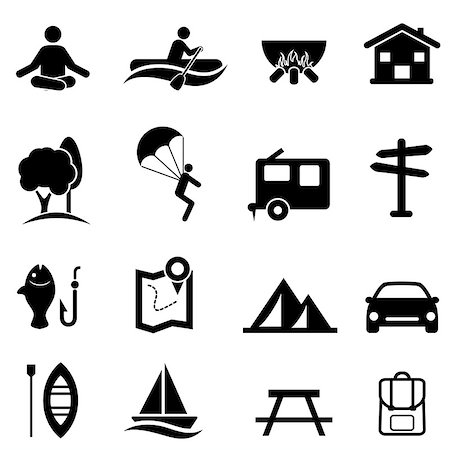 Outdoor recreational activities, camping and leisure icon set Stock Photo - Budget Royalty-Free & Subscription, Code: 400-08964666