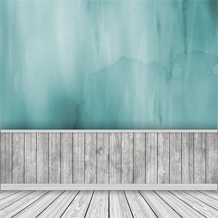 simsearch:400-06107660,k - 3D render of a room interior with watercolor wall and wooden floor Stock Photo - Budget Royalty-Free & Subscription, Code: 400-08965207