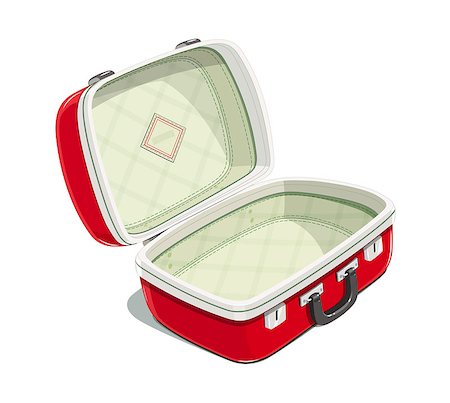 empty suitcase - Red open suitcase for travel. Voyage case. Journey bag. Accessories for packing clothes. Isolated white background. Eps10 vector illustration. Stock Photo - Budget Royalty-Free & Subscription, Code: 400-08965809