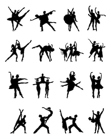 simsearch:400-04255721,k - Black silhouettes of ballerinas on a white background Stock Photo - Budget Royalty-Free & Subscription, Code: 400-08960964