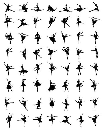 simsearch:400-04255721,k - Black silhouettes of ballerinas on a white background Stock Photo - Budget Royalty-Free & Subscription, Code: 400-08960965