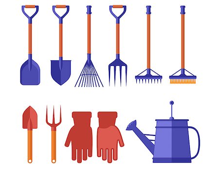 simsearch:400-05297250,k - set of isolated colorful garden tools for gardening landscaping Stock Photo - Budget Royalty-Free & Subscription, Code: 400-08961412
