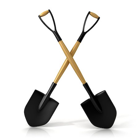 simsearch:400-05297250,k - Crossing shovels isolated on white background. 3D render Stock Photo - Budget Royalty-Free & Subscription, Code: 400-08961753