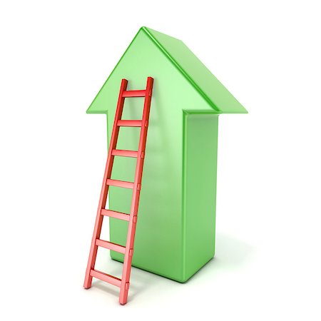 Ladder leading an green arrow. Success concept. 3D render illustration isolated on white background Stock Photo - Budget Royalty-Free & Subscription, Code: 400-08961763