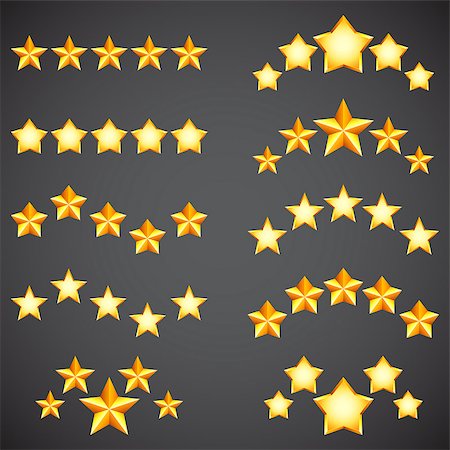 simsearch:400-07124623,k - Collection of golden five star rating icons Stock Photo - Budget Royalty-Free & Subscription, Code: 400-08962119