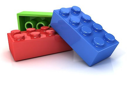 simsearch:400-06097126,k - Plastic building blocks, children toy isolated on white background Stock Photo - Budget Royalty-Free & Subscription, Code: 400-08962624