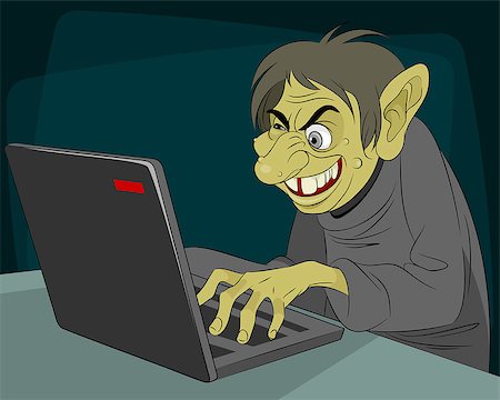 sitting cartoon monster - Vector illustration of a ugly internet troll Stock Photo - Budget Royalty-Free & Subscription, Code: 400-08963579