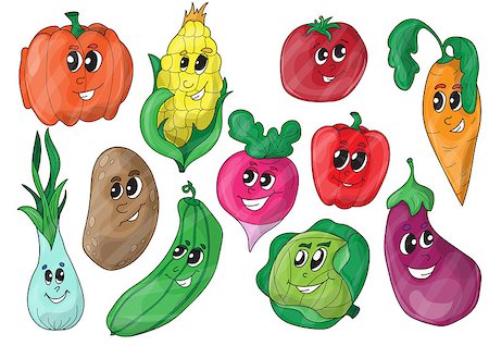 Funny Various Cartoon Vegetables. Vector Clip Art Stock Photo - Budget Royalty-Free & Subscription, Code: 400-08974237