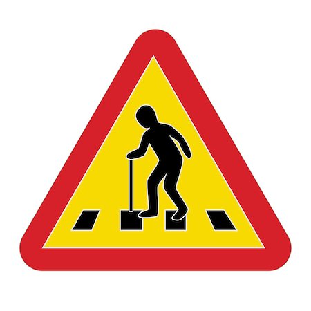 stick man on a road - Traffic sign warning pedestrian elderly, vector Stock Photo - Budget Royalty-Free & Subscription, Code: 400-08974627