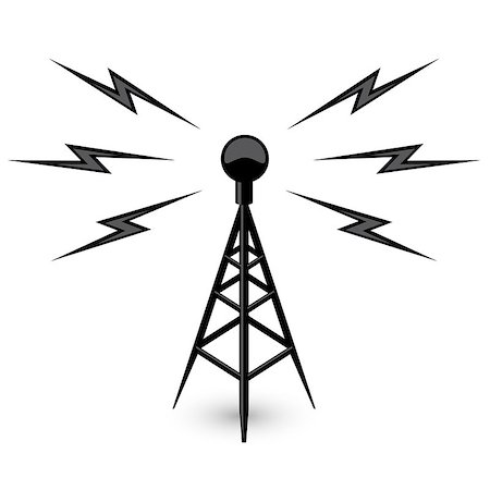 radio wave - Antenna - broadcast tower icon with lightning Stock Photo - Budget Royalty-Free & Subscription, Code: 400-08975557