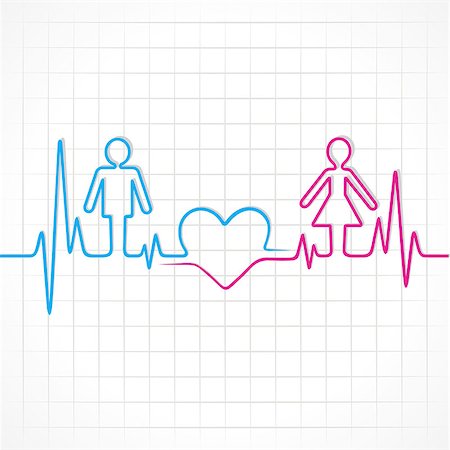 Heartbeat make male,female and heart symbol stock vector Stock Photo - Budget Royalty-Free & Subscription, Code: 400-08975806