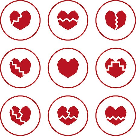 simsearch:400-06207242,k - Broken heart. Set of red flat icons. Stock Photo - Budget Royalty-Free & Subscription, Code: 400-08975839