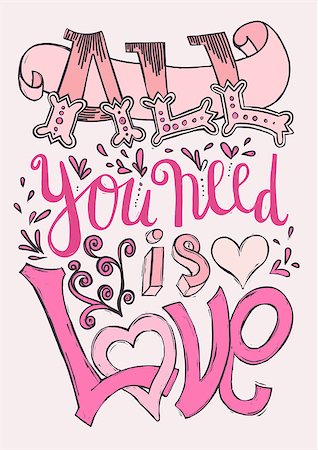 Vector lettering poster with love related quotation, colorful handwriting, inspirational postcard Stock Photo - Budget Royalty-Free & Subscription, Code: 400-08976426