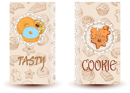 Tasty and cookies.Design elements in sketch style for confectionery and bakery shops. Perfect for restaurant brochure, cafe flyer, delivery menu Stock Photo - Budget Royalty-Free & Subscription, Code: 400-08976821
