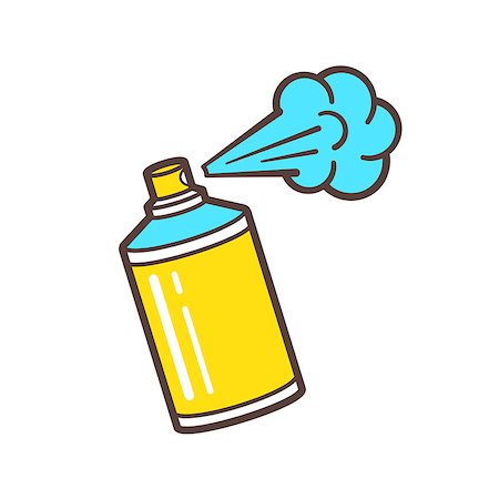 Color spray paint can in flat cartoon style isolated on white background. Vector illustration of use aerosol or hairspray Stock Photo - Budget Royalty-Free & Subscription, Code: 400-08977039