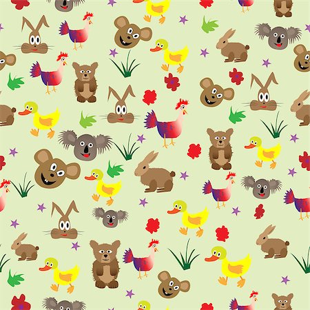 Cute background for children; Animals draw for babys; Stock Photo - Budget Royalty-Free & Subscription, Code: 400-08978356