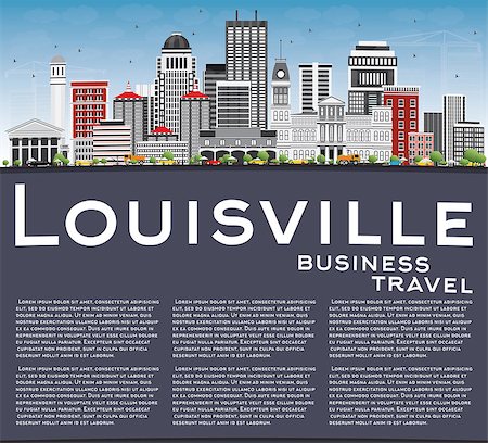 Louisville Skyline with Gray Buildings, Blue Sky and Copy Space. Vector Illustration. Business Travel and Tourism Concept with Modern Architecture. Image for Presentation Banner Placard and Web Site. Stock Photo - Budget Royalty-Free & Subscription, Code: 400-08979067