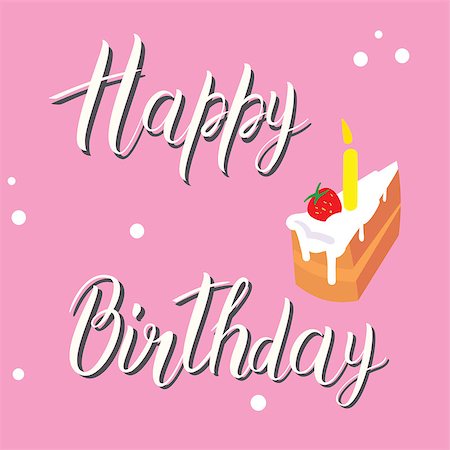 Birthday card on a pink background with a cake Stock Photo - Budget Royalty-Free & Subscription, Code: 400-08979382
