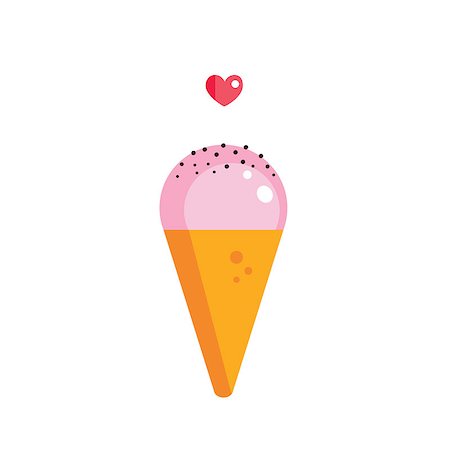 simsearch:400-05718903,k - Cute strawberry ice cream cone with chocolate chips on top Vector illustration Stock Photo - Budget Royalty-Free & Subscription, Code: 400-08979749