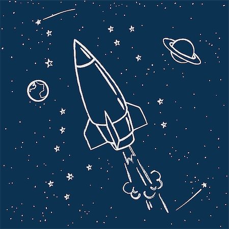 simsearch:400-04378006,k - rocket flies into space cute space travel tee print design Stock Photo - Budget Royalty-Free & Subscription, Code: 400-08980183