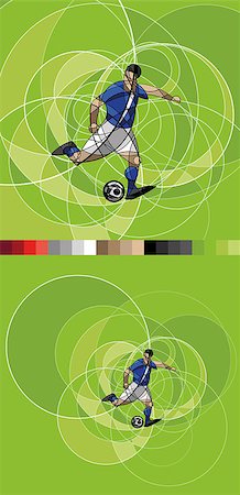 simsearch:400-05730554,k - Abstract image of soccer or football player with ball on green background, made with circle Stock Photo - Budget Royalty-Free & Subscription, Code: 400-08980217