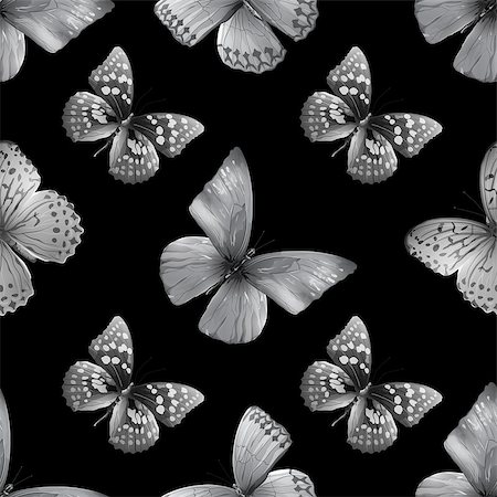 Seamless pattern from butterflies, vector illustration, clip-art Stock Photo - Budget Royalty-Free & Subscription, Code: 400-08980479