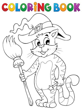 simsearch:400-05686860,k - Coloring book Halloween cat theme 3 - eps10 vector illustration. Stock Photo - Budget Royalty-Free & Subscription, Code: 400-08981843