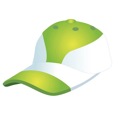 simsearch:400-05287348,k - Fashionable sports baseball cap green with white. Isolated on white background. Vector Stock Photo - Budget Royalty-Free & Subscription, Code: 400-08982089