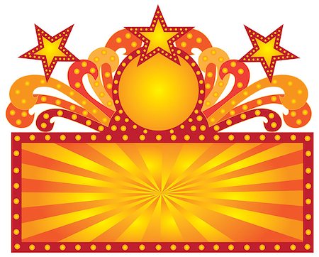 Retro Marquee theater sign with scrolls lights sunrays stars Illustration Stock Photo - Budget Royalty-Free & Subscription, Code: 400-08982213