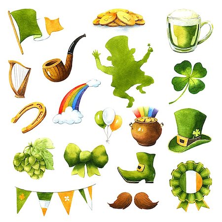 simsearch:400-04365987,k - St.Patrick 's Day. Watercolor clip-art Photographie de stock - Aubaine LD & Abonnement, Code: 400-08996862