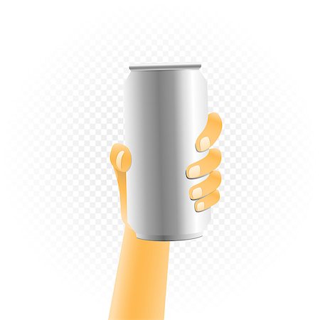 person holding a drink can - Small can of drink template hold up in hand isolated on white transparent background. Metal bottle show concept Stock Photo - Budget Royalty-Free & Subscription, Code: 400-08997521