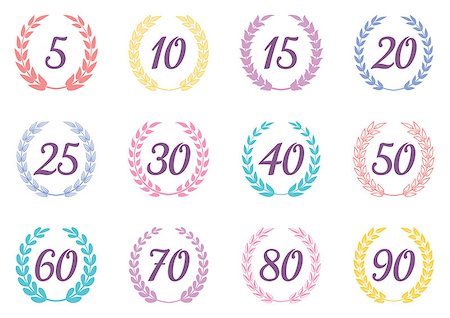 simsearch:600-06702130,k - Vector laurel wreaths signs anniversary or jubilee design Stock Photo - Budget Royalty-Free & Subscription, Code: 400-08997753