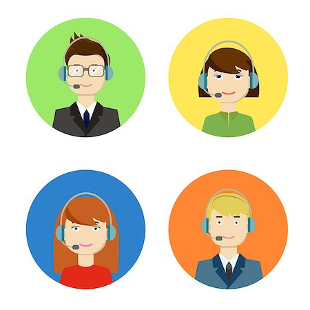 face to internet technology - Set of vector logo, avatars or icons call center girls and boys operators Stock Photo - Budget Royalty-Free & Subscription, Code: 400-08998081