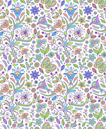 simsearch:400-07049687,k - Vector illustration of floral seamless pattern.Floral ornament. Stock Photo - Budget Royalty-Free & Subscription, Code: 400-08998093