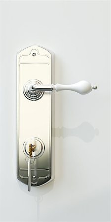 simsearch:400-04617631,k - 3d illustration of a door handle with door key Stock Photo - Budget Royalty-Free & Subscription, Code: 400-08998512