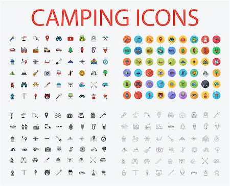 Camping icons set. Flat vector related icons with long shadow for web and mobile applications. It can be used as - logo, pictogram, icon, infographic element. Vector Illustration. Stock Photo - Budget Royalty-Free & Subscription, Code: 400-08998968
