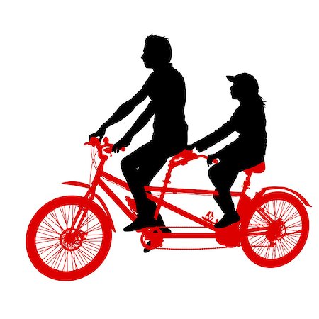 Silhouette of two athletes on tandem bicycle on white background. Stock Photo - Budget Royalty-Free & Subscription, Code: 400-08999715