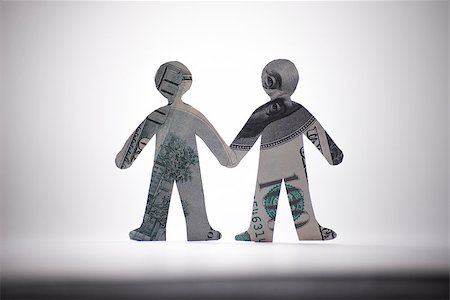 simsearch:400-08891312,k - people origami from the banknote holding hands Stock Photo - Budget Royalty-Free & Subscription, Code: 400-09009570
