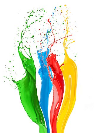 simsearch:400-06628918,k - Colorful liquid paint splashes different colors on white background Photographie de stock - Aubaine LD & Abonnement, Code: 400-09009616