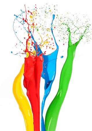 simsearch:400-06628918,k - Colorful liquid paint splashes different colors on white background Photographie de stock - Aubaine LD & Abonnement, Code: 400-09009617