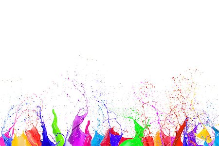 simsearch:400-06628918,k - Colorful liquid paint splashes different colors on white background Photographie de stock - Aubaine LD & Abonnement, Code: 400-09009619