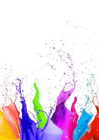 simsearch:400-06628918,k - Colorful liquid paint splashes different colors on white background Photographie de stock - Aubaine LD & Abonnement, Code: 400-09009620
