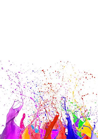 simsearch:400-06628918,k - Colorful liquid paint splashes different colors on white background Photographie de stock - Aubaine LD & Abonnement, Code: 400-09009621